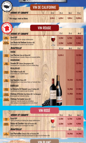 impression cartes des vins à grenoble et voiron